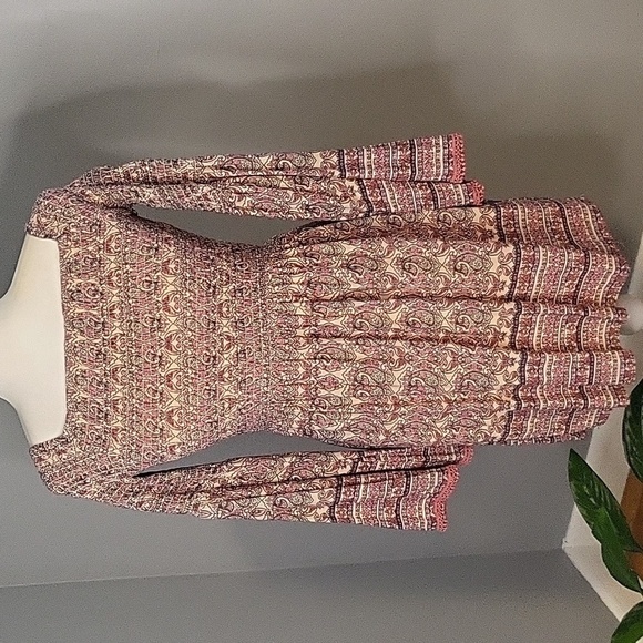 Xhilaration Boho Smocked Top Paisley On or Off Shoulder Lined Mini Dress  Size S - Picture 1 of 10